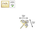 14K Solid Gold Threadless Trinity Top 3 Lab Grown Diamond Top For Belly Lip Tragus
