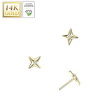 14K Solid Gold Threadless Star Top Lab Grown Diamond Top For Belly Lip Tragus