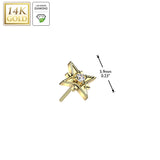 14K Solid Gold Threadless Starburst Lab Grown Diamond Top For Belly Lip Tragus