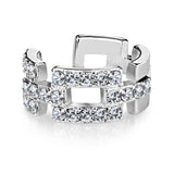 Square Links Paved CZ Non Piercing Earring Cuff