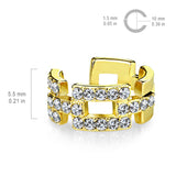 Square Links Paved CZ Non Piercing Earring Cuff