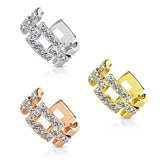 Square Links Paved CZ Non Piercing Earring Cuff