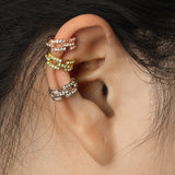 Square Links Paved CZ Non Piercing Earring Cuff