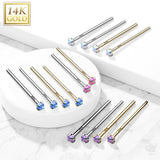 14K Solid Gold Prong Opal Fishtail Nose Pin Rings Stud