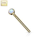 14K Solid Gold Bezel Opal Fishtail Nose Pin Rings Stud