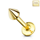 14K Solid Gold Spike Top Labret Monroe Stud