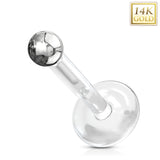 14K Solid Gold Ball Top PTFE Flex Shaft Labret Monroe Cartilage