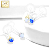 14K Solid Gold Opal Top Bio Flex Shaft Labret Monroe Cartilage