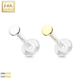 14K Solid Gold Circle Top Bio Flex Shaft Labret Monroe Cartilage