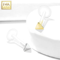 14K Solid Gold Triangle Top Bio Flex Shaft Labret Monroe Cartilage