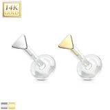 14K Solid Gold Triangle Top Bio Flex Shaft Labret Monroe Cartilage