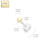 14K Solid Gold Heart Bio Flex Shaft Labret Monroe Cartilage