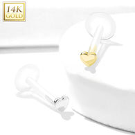 14K Solid Gold Heart Bio Flex Shaft Labret Monroe Cartilage