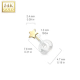 14K Solid Gold Star Bio Flex Shaft Labret Monroe Cartilage