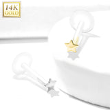 14K Solid Gold Star Bio Flex Shaft Labret Monroe Cartilage
