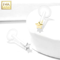 14K Solid Gold Star Bio Flex Shaft Labret Monroe Cartilage