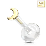 14K Solid Gold Crescent Moon Bio Flex Shaft Labret Monroe Cartilage