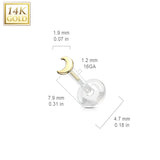 14K Solid Gold Crescent Moon Bio Flex Shaft Labret Monroe Cartilage