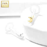 14K Solid Gold Crescent Moon Bio Flex Shaft Labret Monroe Cartilage