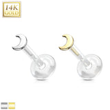 14K Solid Gold Crescent Moon Bio Flex Shaft Labret Monroe Cartilage