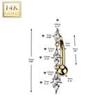 14K Gold Internally Threaded Top Down Reverse Belly Button Rings