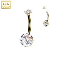 14K Gold Internally Threaded Double Jeweled  Belly Button Navel Rings