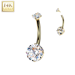 14K Gold Internally Threaded Double Jeweled  Belly Button Navel Rings