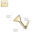 14K Solid Gold Flat Triangle Top L Bend Nose Ring