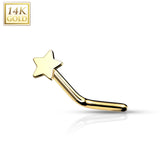14K Solid Gold Star Top L Bend Nose Stud Ring