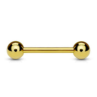 Yellow Gold Barbell Tongue Ring Industrial Barbell Nipple Rings