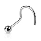 14K Solid Gold 2mm Ball Top Nose Screw Ring