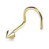 14K Solid Gold Spike Top Nose Screw Ring