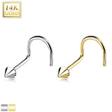 14K Solid Gold Spike Top Nose Screw Ring