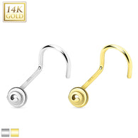 14K Solid Gold Spiral Top Nose Screw Ring
