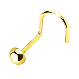14K Solid Gold Flat Dome Top Nose Screw Ring