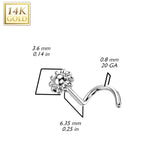 14K Solid Gold Bead Flower Top Nose Screw Ring