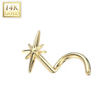 14K Solid Gold Sparkle Top Nose Screw Ring