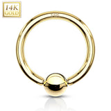 14K Solid Gold Hoop Captive Bead Rings