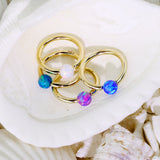 14K Soild Gold Opal Fixed Hoop Nose Rings for Nose Ear Cartilage Septum