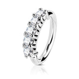 14K Solid Gold Five CZ Hoop Nose Rings for Nose Ear Cartilage