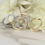 14K Solid Gold CZ Paved Heart Left or Right Ear Cartilage Daith Ring
