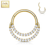 14K Solid Gold Double Hinged Segment Hoop Ring Nose Septum Daith