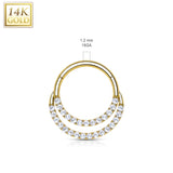 14K Solid Gold Double Hinged Segment Hoop Ring Nose Septum Daith