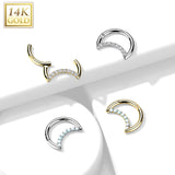 14K Solid Gold Crescent Hinged Segment Hoop Ring Nose Septum Daith