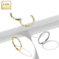 14K Solid Gold Pyramid Cut Segment Hoop Ring Nose Septum Daith