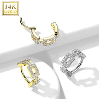 14K Solid Gold Square Segment Hoop Ring Nose Septum Daith