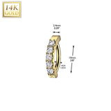 14K Solid Gold 5 Prong CZ Hinged Hoop Belly Button Ring