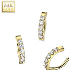 14K Solid Gold Belly Button Navel Ring with 5 Prong Set CZ