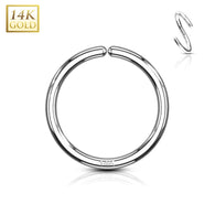 14K White Gold Bendable Hoop Rings For Ear Cratilage Septum Eyebrow Nose