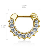 14K Solid Gold CZ Nose Ring Septum Clicker Daith